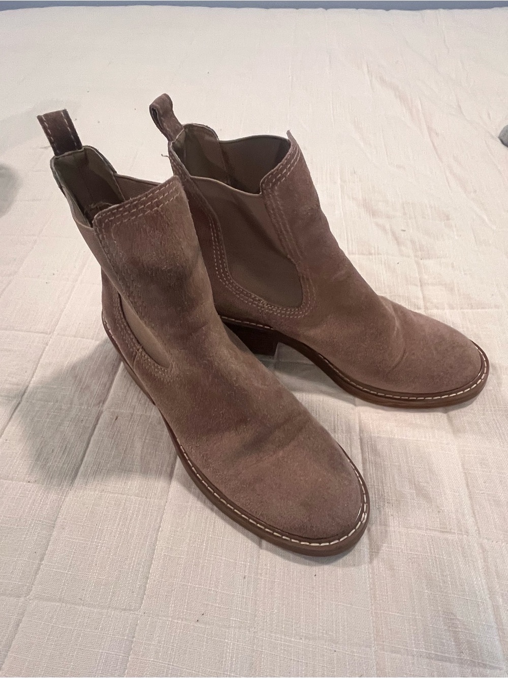 Steve Madden Taupe Suede Chelsea Ankle Boots